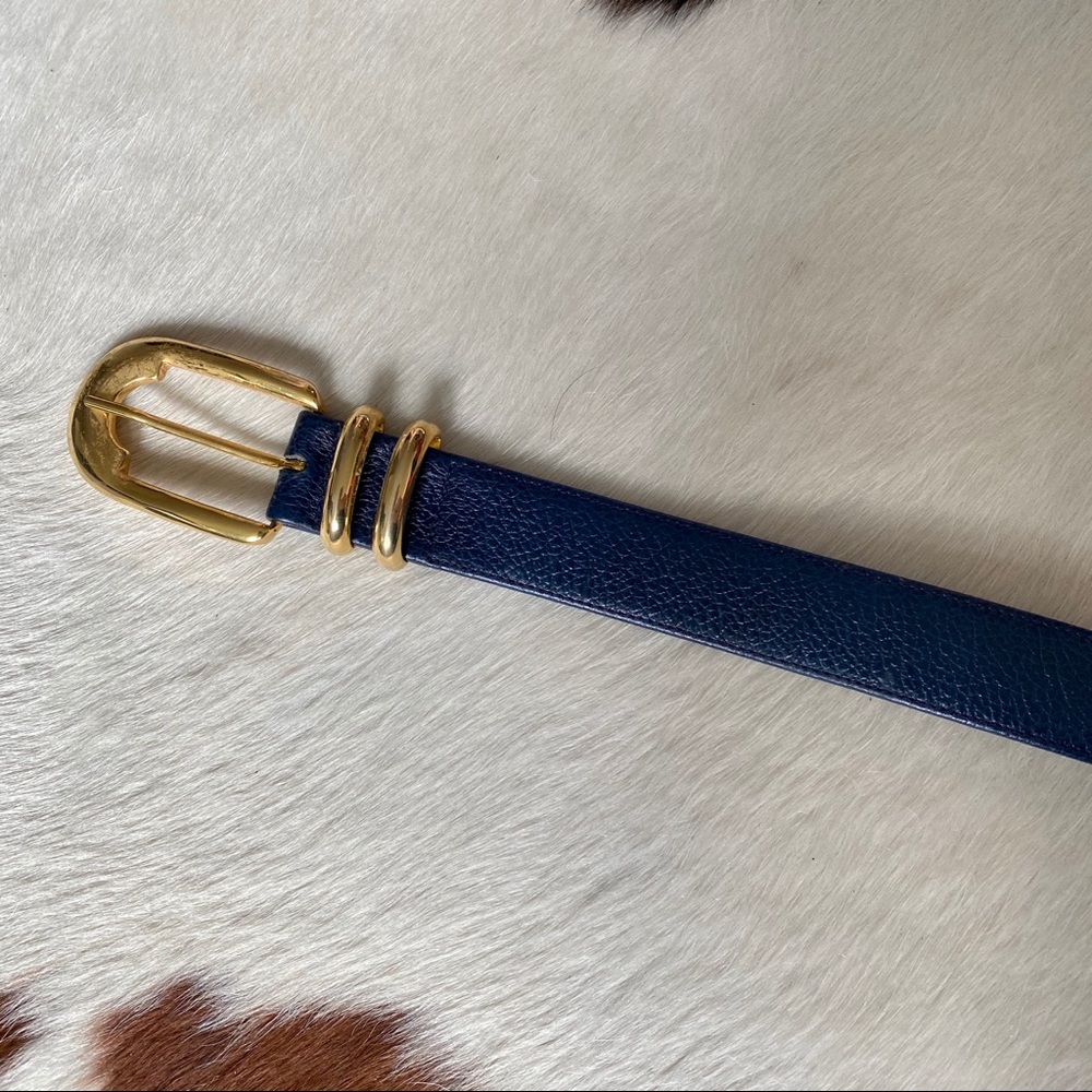 90s Hotline Navy Blue Belt with Gold Buckle